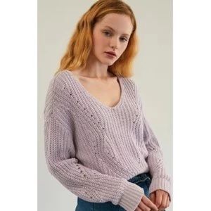 Lilac LA Hearts Cropped Sweater
